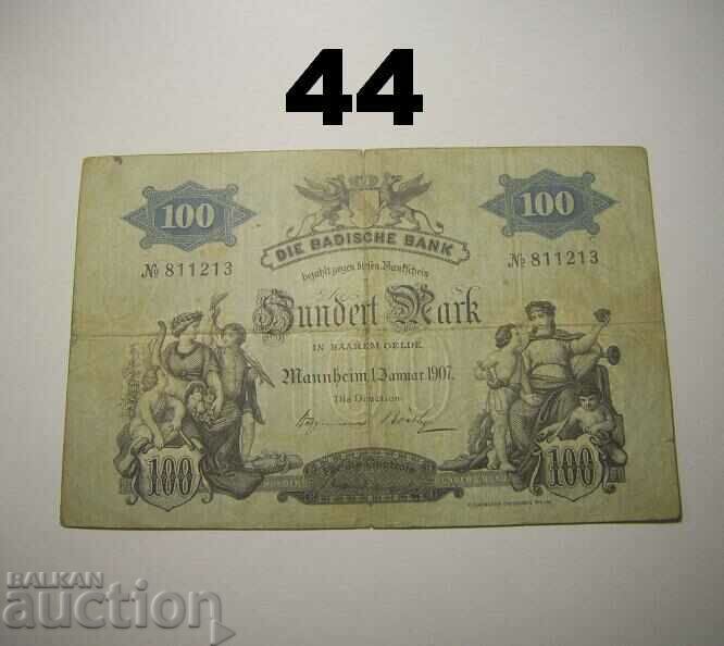 Badische bank 100 mark 1907 Γερμανία