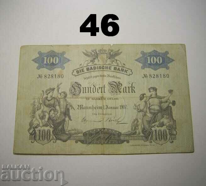 Badische bank 100 mark 1907 Γερμανία