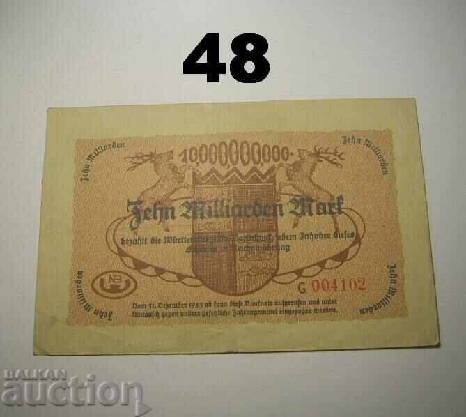 Wurttembergische Notenbank 10 milliarden mark 1923 Germany with price 45.00 BGN | € 23.01 Wurttembergische Notenbank 10 milliarden mark 1923 Germany with price 45.00 BGN | € 23.01