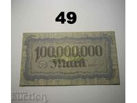 Wurttembergische Notenbank 100 millionen mark 1923 XF+