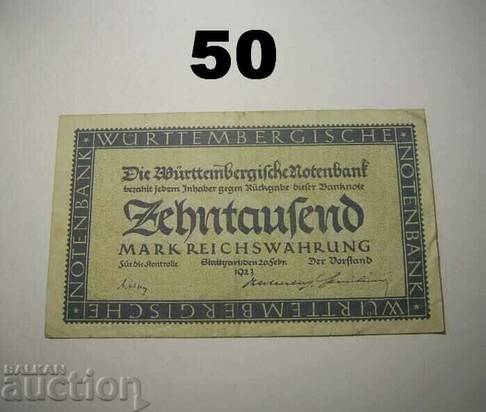 Wurttembergische Notenbank 10000 mark 1923 Germany