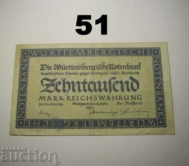 Wurttembergische Notenbank 10000 mark 1923 Germany