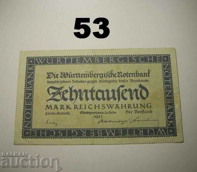 Wurttembergische Notenbank 10000 mark 1923 Germania