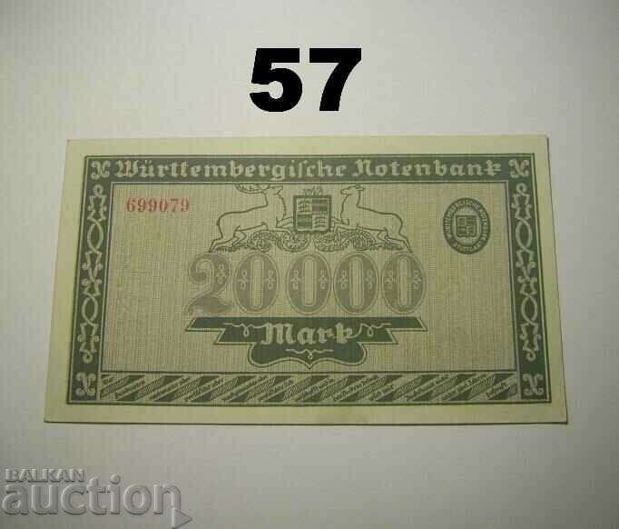 Wurttembergische Notenbank 20000 mark 1923 XF+ Germany with price 20.00 BGN | € 10.23 Wurttembergische Notenbank 20000 mark 1923 XF+ Germany with price 20.00 BGN | € 10.23