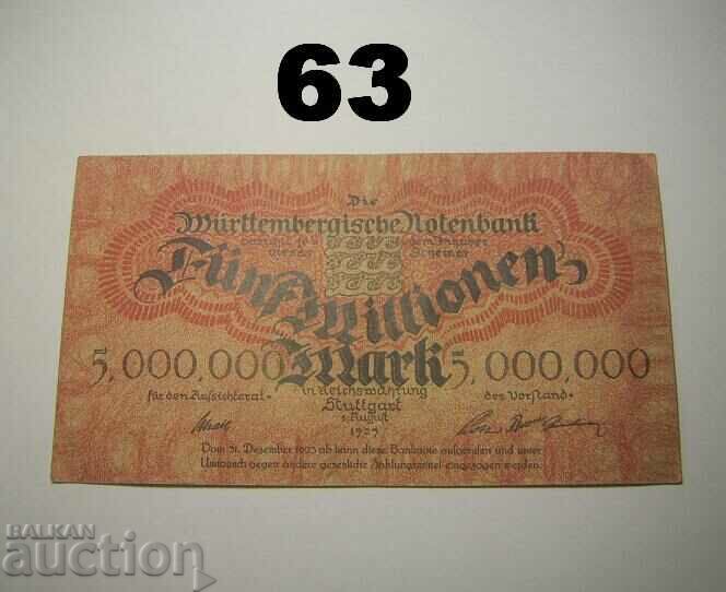 Wurttembergische Notenbank 5 million mark 1923 XF Germany with price 14.00 BGN | € 7.16 Wurttembergische Notenbank 5 million mark 1923 XF Germany with price 14.00 BGN | € 7.16