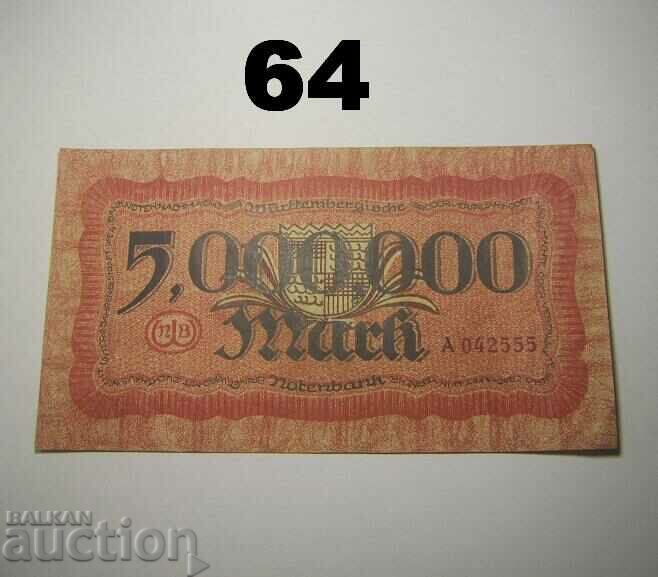 Wurttembergische Notenbank 5 milioane mark 1923 VF+ Germania