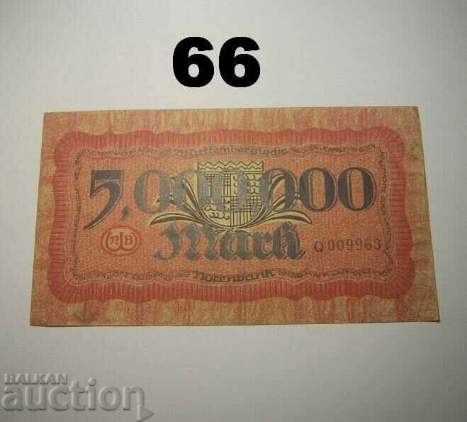 Wurttembergische Notenbank 5 milioane mark 1923 XF Germania