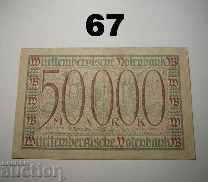 Wurttembergische Notenbank 50000 mark 1923 VF+ Γερμανία