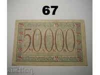 Wurttembergische Notenbank 50000 mark 1923 VF+ Germany