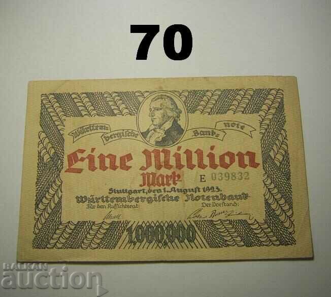 Wurttembergische Notenbank 1 million mark 1923 Germany