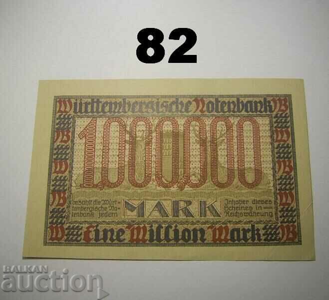 Wurttembergische Notenbank 1 million mark 1923 AUNC Germany with price 15.00 BGN | € 7.67