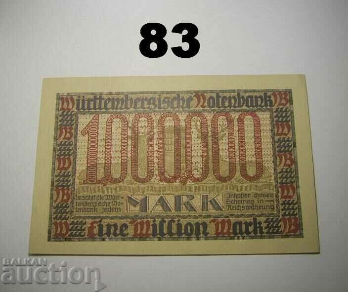 Wurttembergische Notenbank 1 million mark 1923 AUNC Germany with price 15.00 BGN | € 7.67