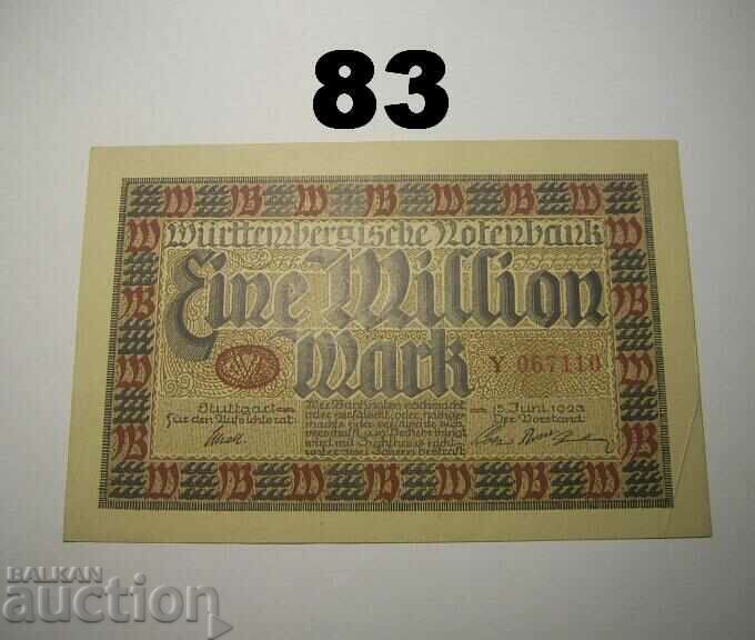 Wurttembergische Notenbank 1 million mark 1923 AUNC Germany