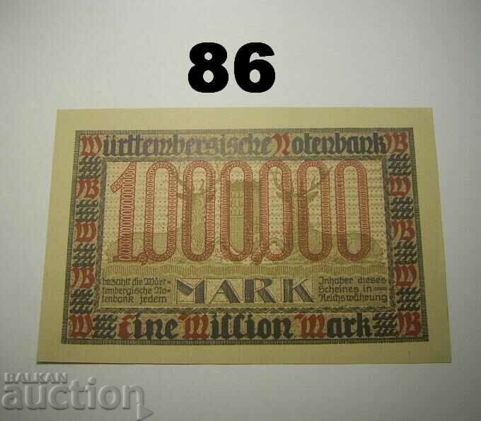 Wurttembergische Notenbank 1 million mark 1923 UNC Germany with price 25.00 BGN | € 12.78 Wurttembergische Notenbank 1 million mark 1923 UNC Germany with price 25.00 BGN | € 12.78