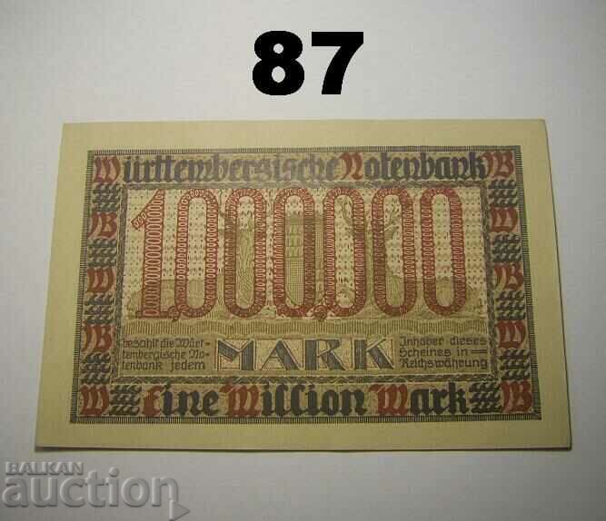 Wurttembergische Notenbank 1 million mark 1923 UNC Germany with price 25.00 BGN | € 12.78