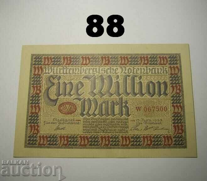 Wurttembergische Notenbank 1 milion mark 1923 UNC Germania