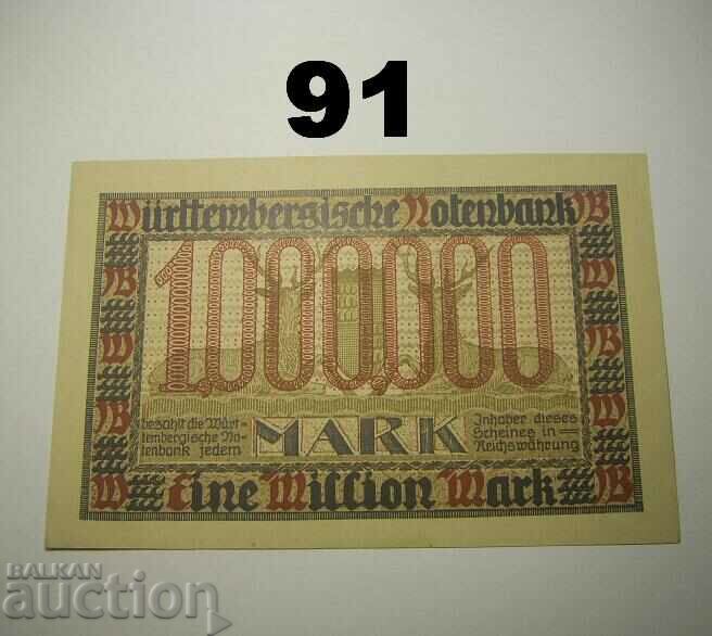Wurttembergische Notenbank 1 million mark 1923 UNC Germany with price 25.00 BGN | € 12.78