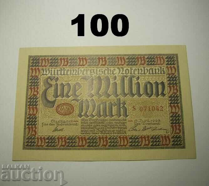 Wurttembergische Notenbank 1 milion mark 1923 UNC Germania