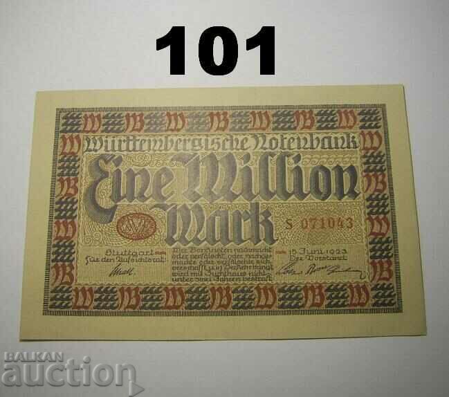 Wurttembergische Notenbank 1 million mark 1923 UNC Germany