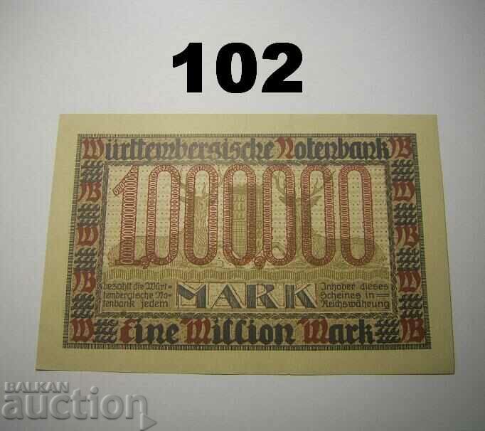 Wurttembergische Notenbank 1 million mark 1923 UNC Germany with price 25.00 BGN | € 12.78 Wurttembergische Notenbank 1 million mark 1923 UNC Germany with price 25.00 BGN | € 12.78