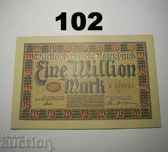 Wurttembergische Notenbank 1 million mark 1923 UNC Германия