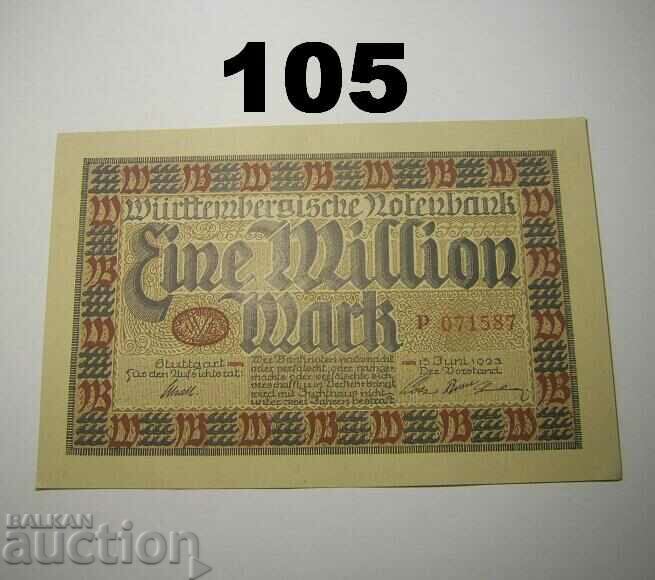 Wurttembergische Notenbank 1 million mark 1923 UNC Германия