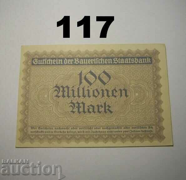 Munchen Staatsbank 100 millionen mark 1923 XF+ with price 10.00 BGN | € 5.11