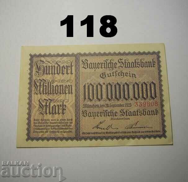 Munchen Staatsbank 100 millionen mark 1923 XF