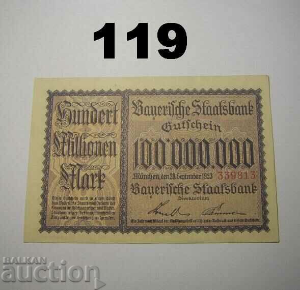 Munchen Staatsbank 100 millionen mark 1923 AUNC