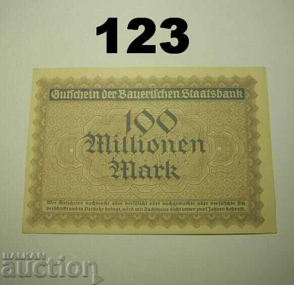 Munchen Staatsbank 100 millionen mark 1923 AU/UNC with price 12.00 BGN | € 6.14