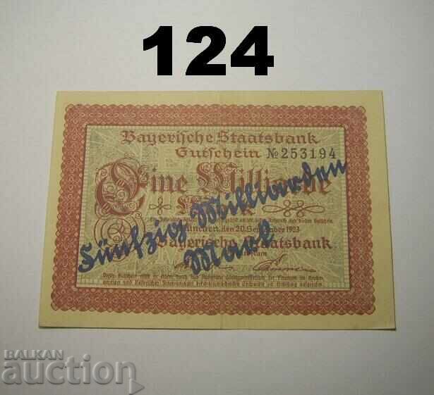 50 / 1 Milliarden mark 1923 Staatsbank Munchen