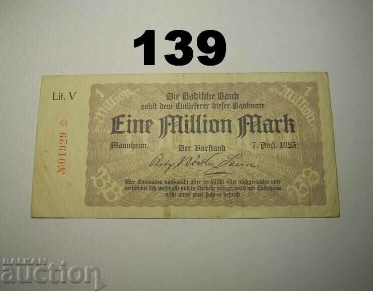 Baden 1 million mark 1923 Badische Bank