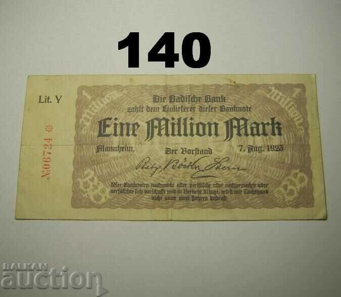 Baden 1 million mark 1923 Badische Bank