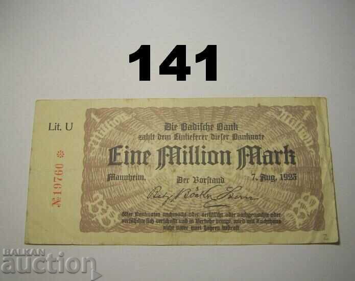 Baden 1 million mark 1923 Badische Bank