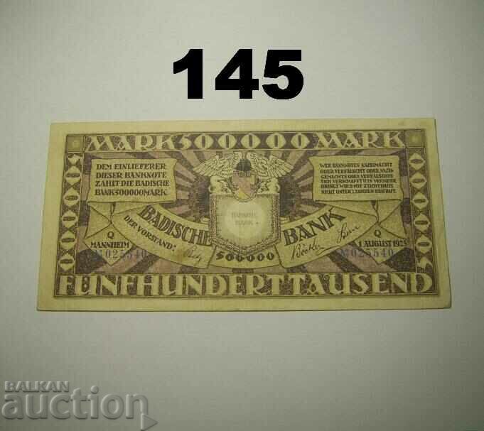 Baden 500000 marks 1923 VF+ Badische Bank with price 7.00 BGN | € 3.58 Baden 500000 marks 1923 VF+ Badische Bank with price 7.00 BGN | € 3.58
