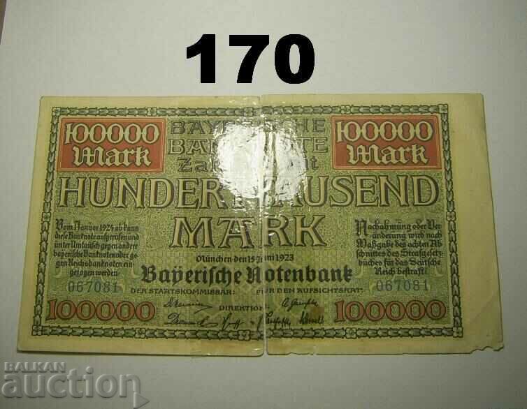 Munchen 100000 de mărci 1923 Bayerische Notenbank