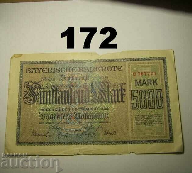 Munich 5000 mark 1922 Bayerische Notenbank