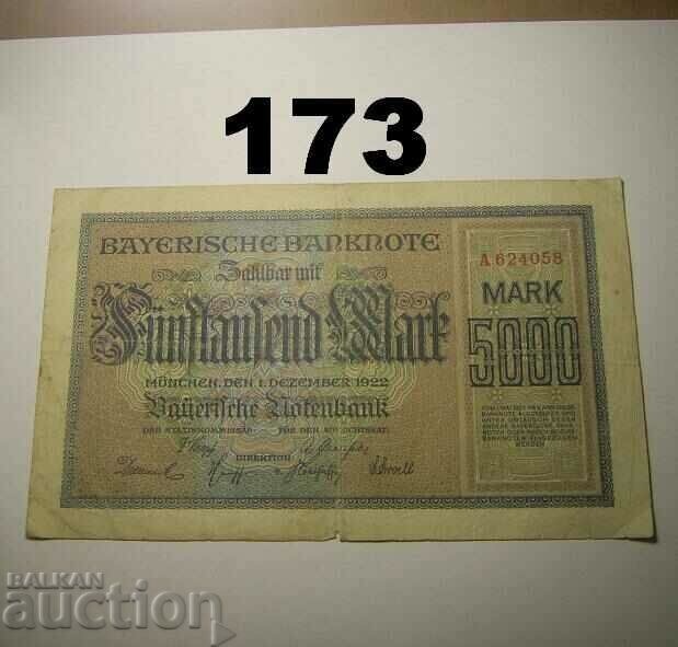 Μόναχο 5000 μάρκα 1922 Bayerische Notenbank