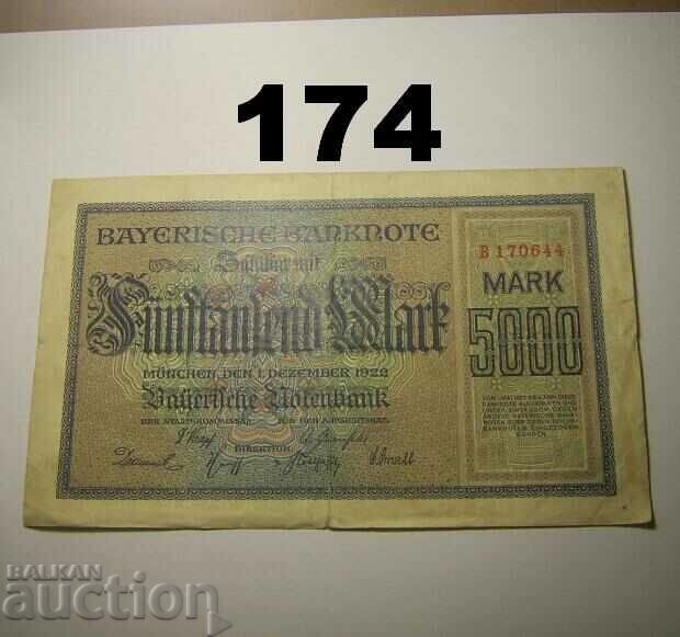 Munchen 5000 mark 1922 Bayerische Notenbank