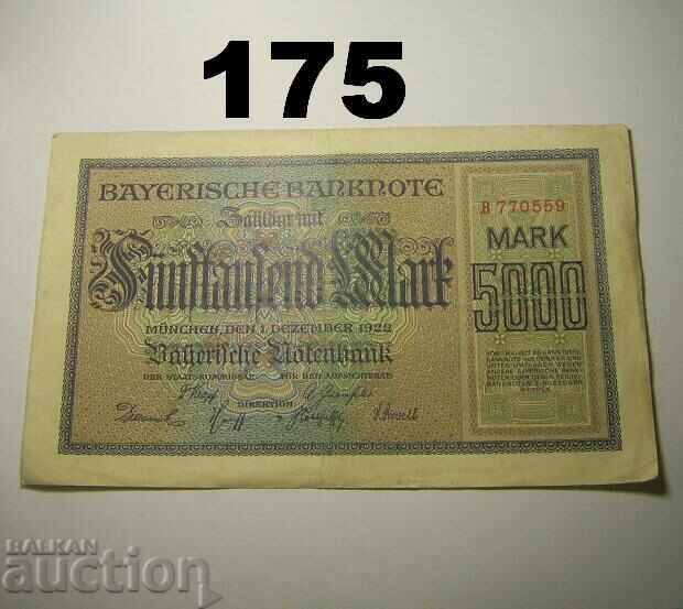 Munchen 5000 mark 1922 Bayerische Notenbank