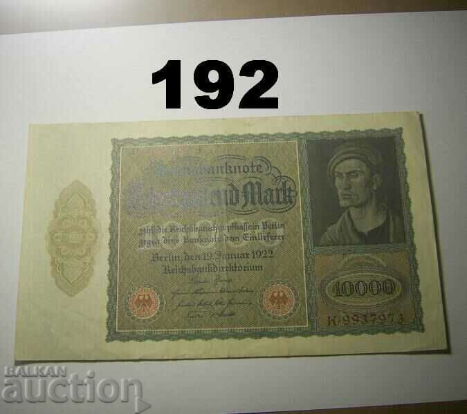 Berlin 10000 mark 1922 VF+ P71 Germania