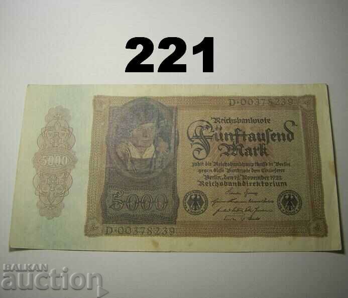 Βερολίνο 5000 mark 1922 VF+ Γερμανία