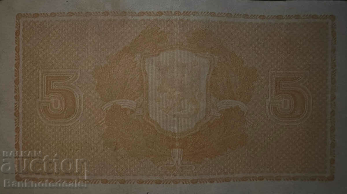 Auction  Finland 5 Markkaa 1945 Pick 77a Ref 3521