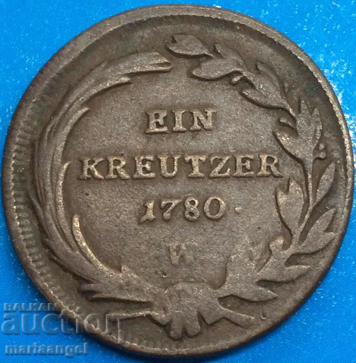 1 Kreuzer 1780 Austria W - Vienna Maria Theresa (1740-1780)