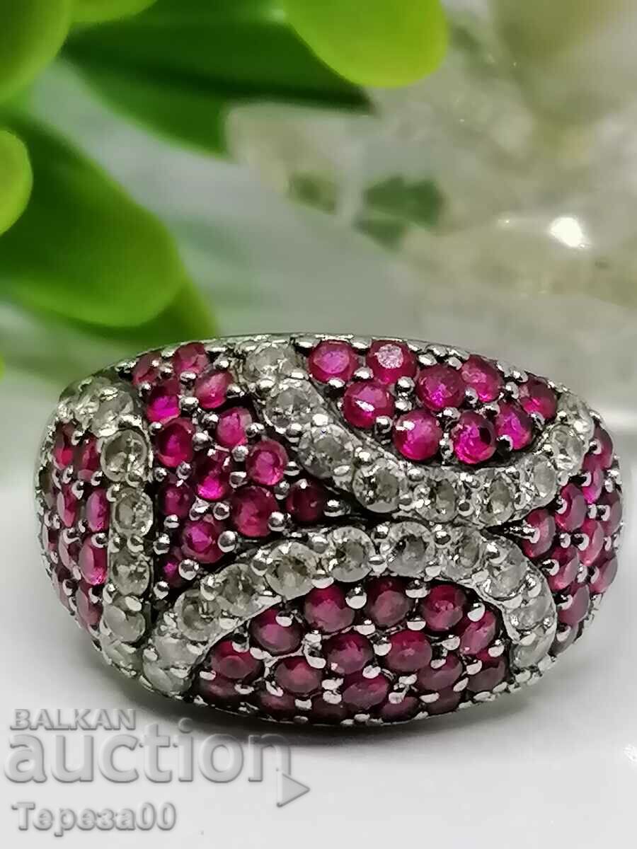 A beautiful silver ring with a ruby