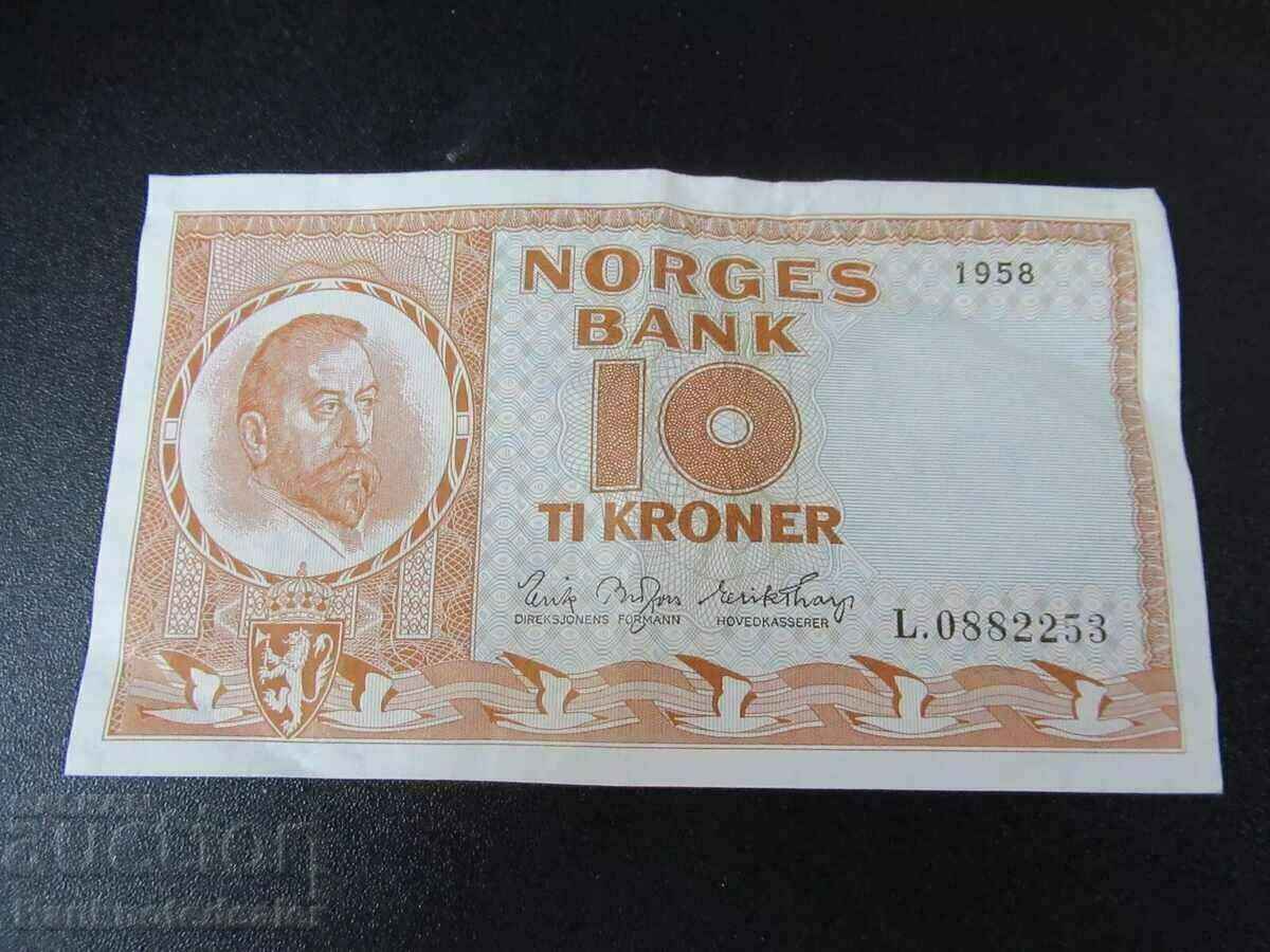 Norway 10 Kroner 1958 Pick 31b Ref 2253