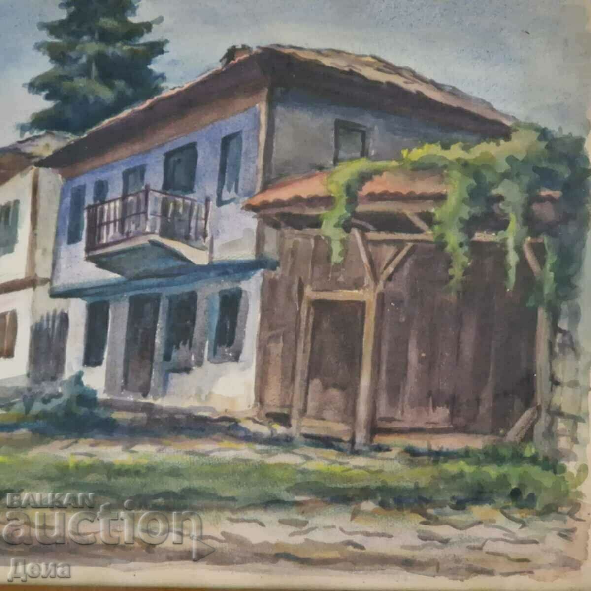 Δημοπρασία Παλιά κύρια ακουαρέλα Δημοπρασία Παλιά κύρια ακουαρέλα