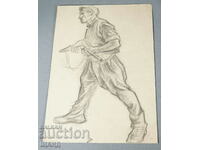 Old Master Drawing Pencil Guerrilla with a Rifle