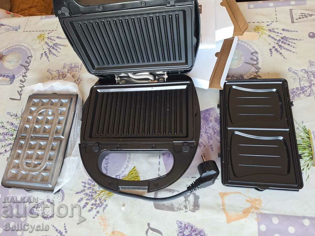 Licitație ✅ NOU-NOU 3 în 1 Pâine de pâine, VAFE și grătar Unold Onyx - 1000W❗