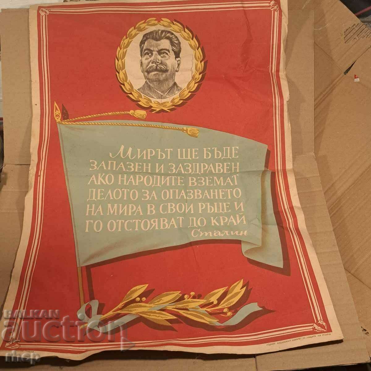 Poster Joseph Stalin ca. 1950 Raritate șobolan!!!